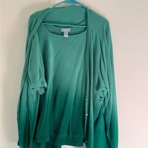 Liz & Me Green Women's Cardigan Sweater